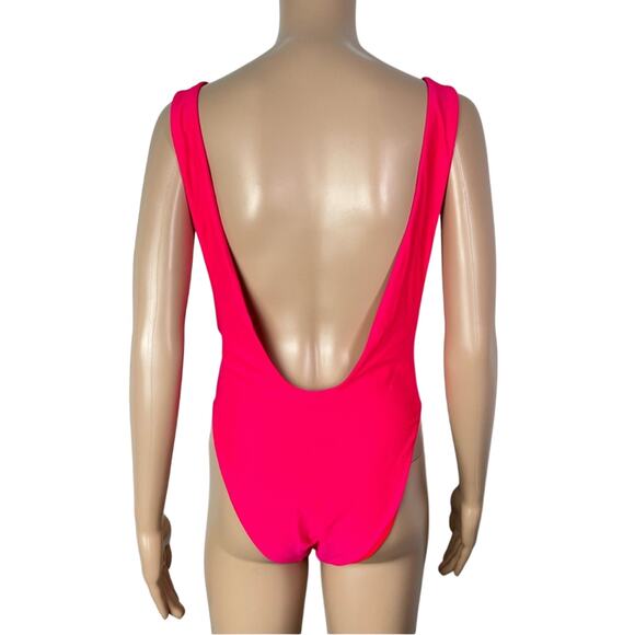 Aerie Super Scoop Pink Plunging Back One Piece Swimsuit - Picture 4 of 11